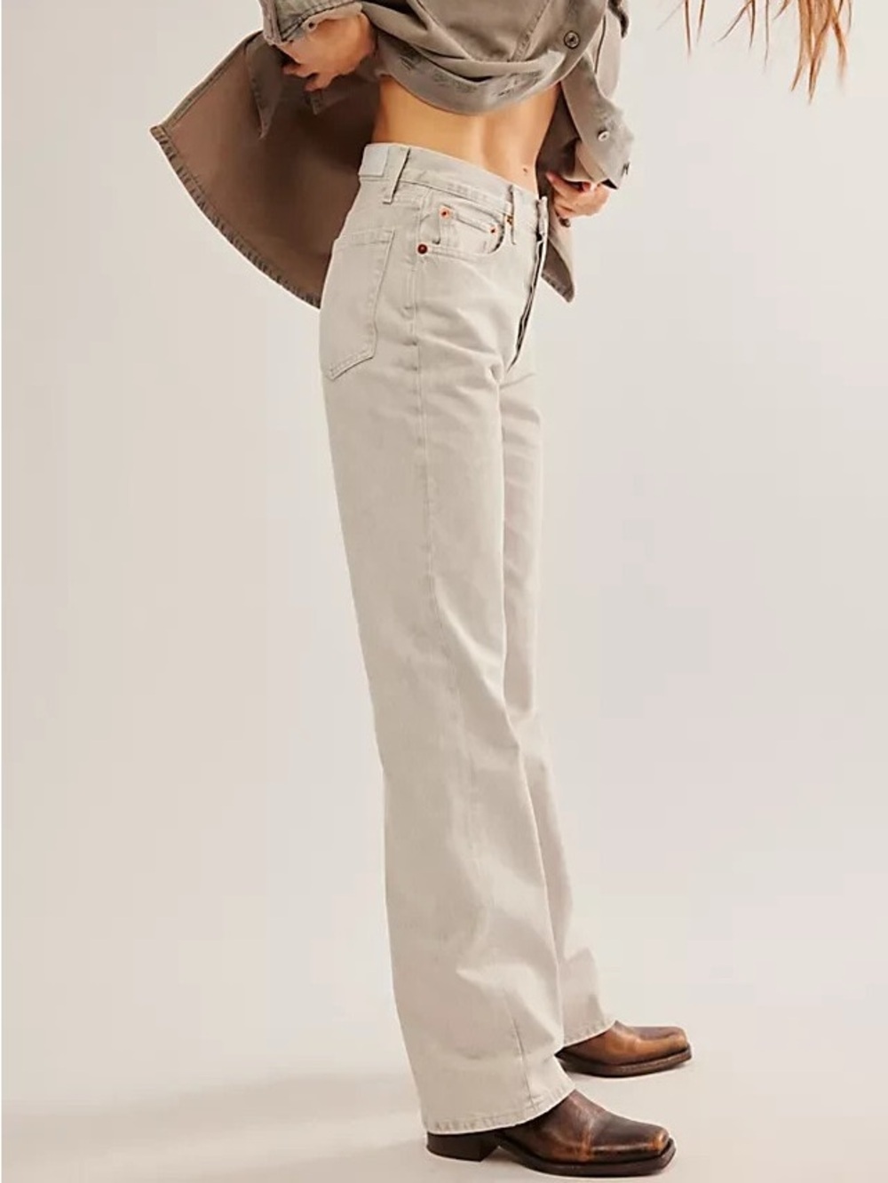 RE/DONE Originals 70s Bootcut Jeans Size 26 Coated Quartz Gray 32" Inseam
